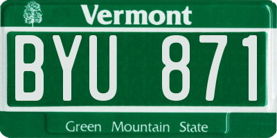 VT license plate BYU871
