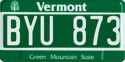 VT license plate BYU873