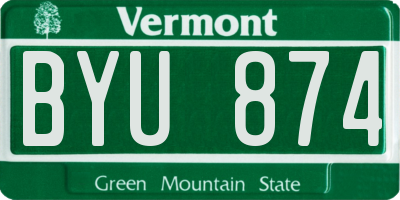 VT license plate BYU874