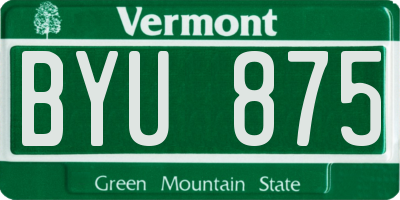VT license plate BYU875