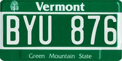 VT license plate BYU876
