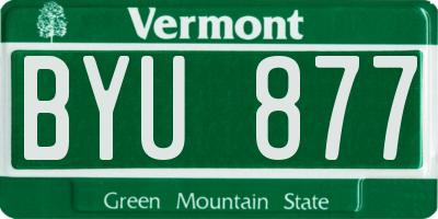 VT license plate BYU877