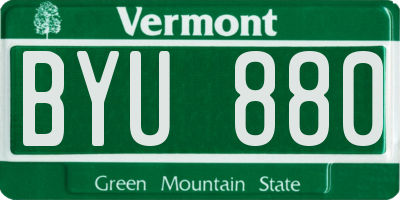 VT license plate BYU880
