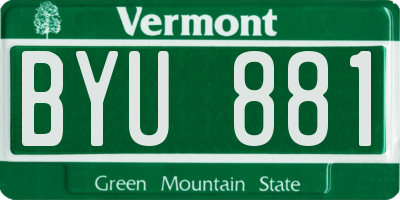 VT license plate BYU881