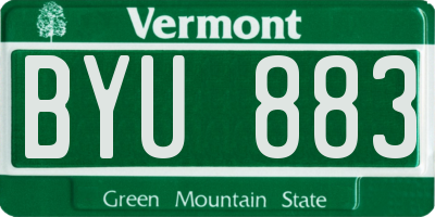 VT license plate BYU883