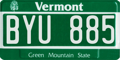 VT license plate BYU885