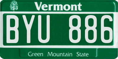 VT license plate BYU886