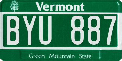 VT license plate BYU887