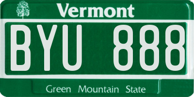 VT license plate BYU888