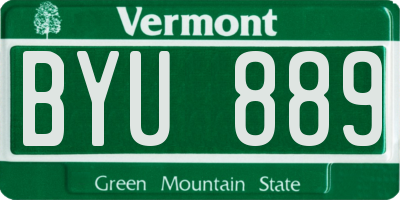 VT license plate BYU889