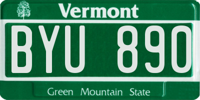 VT license plate BYU890