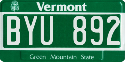 VT license plate BYU892
