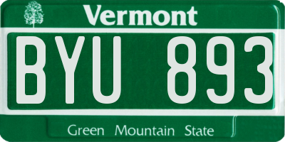 VT license plate BYU893
