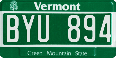 VT license plate BYU894