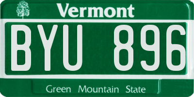 VT license plate BYU896