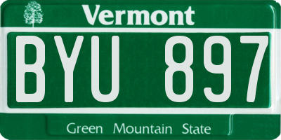 VT license plate BYU897