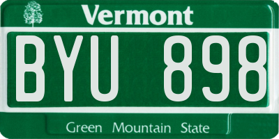 VT license plate BYU898