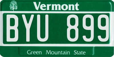 VT license plate BYU899