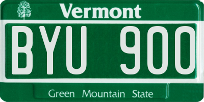 VT license plate BYU900
