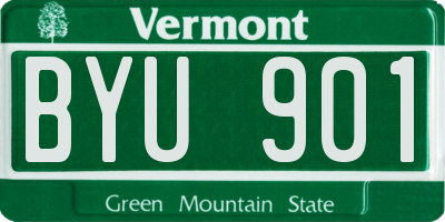 VT license plate BYU901