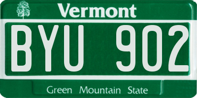 VT license plate BYU902