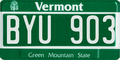 VT license plate BYU903