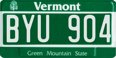 VT license plate BYU904