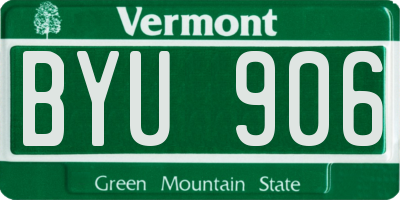VT license plate BYU906