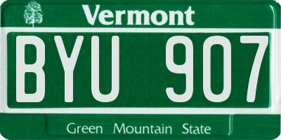 VT license plate BYU907