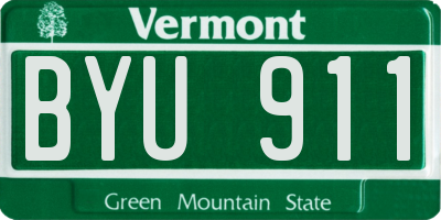 VT license plate BYU911