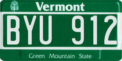 VT license plate BYU912