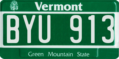 VT license plate BYU913
