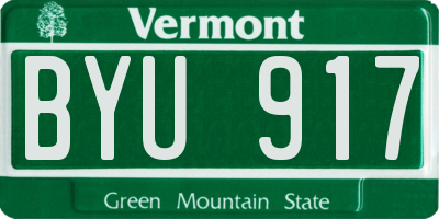 VT license plate BYU917