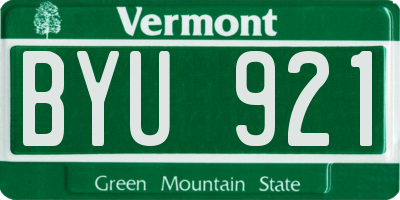 VT license plate BYU921