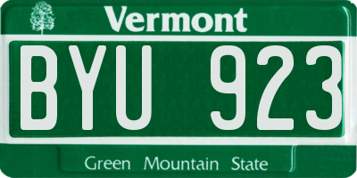 VT license plate BYU923