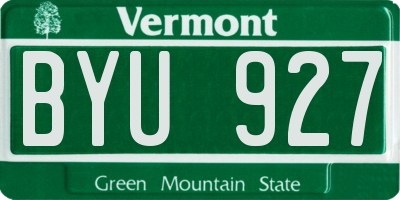 VT license plate BYU927