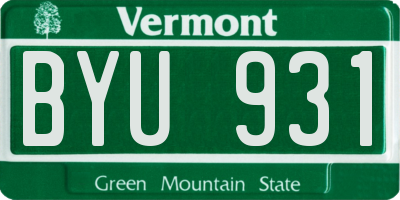 VT license plate BYU931