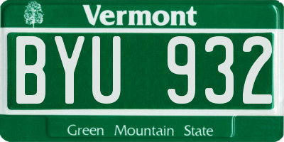 VT license plate BYU932