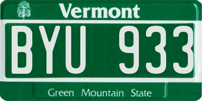 VT license plate BYU933