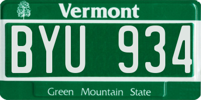 VT license plate BYU934