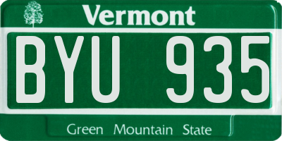 VT license plate BYU935