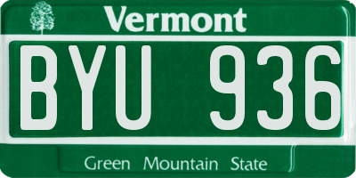 VT license plate BYU936