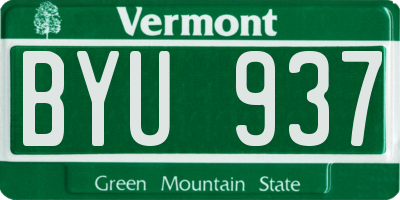 VT license plate BYU937
