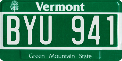 VT license plate BYU941