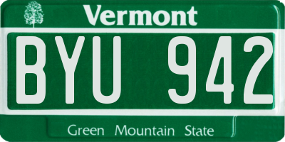 VT license plate BYU942