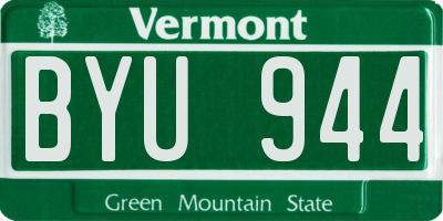 VT license plate BYU944