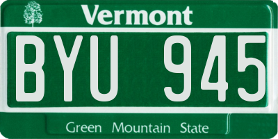 VT license plate BYU945