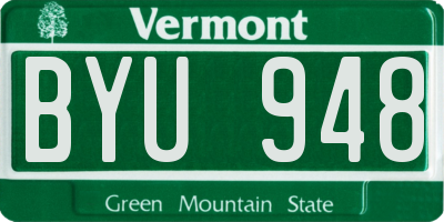 VT license plate BYU948