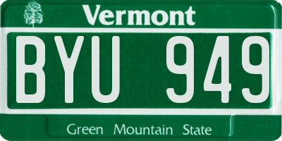 VT license plate BYU949