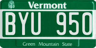 VT license plate BYU950